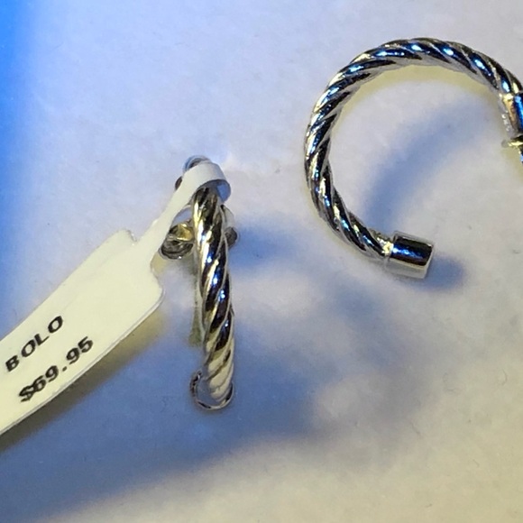 New Solid twisted sterling silver hoop earrings - Picture 3 of 4